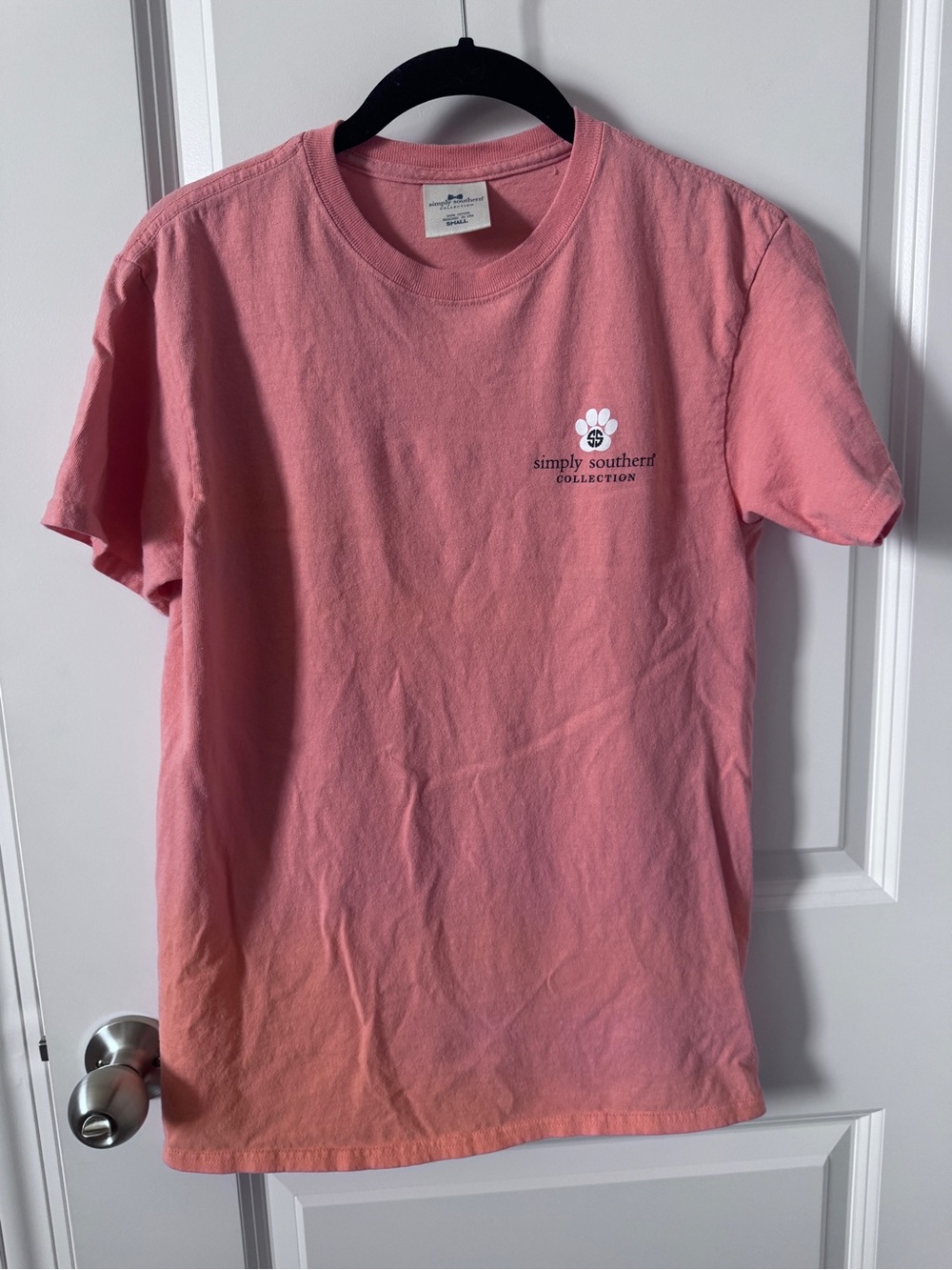 Simply Southern Coral Logo Tee-Small-Dog Mom